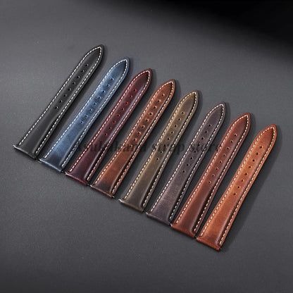 18mm 19mm 20mm 21mm 22mm Universal Vintage Oil Wax Leather Watch Straps Brown Top Coat Watch Strap Men's Accessories Tang Buckle
