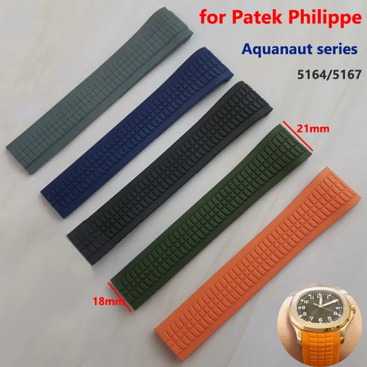 Bracelet de montre 21mm pour Patek Philippe Aquanaut série 5164/5167, étanche, Anti-poussière, en caoutchouc, en Silicone, sans Logo