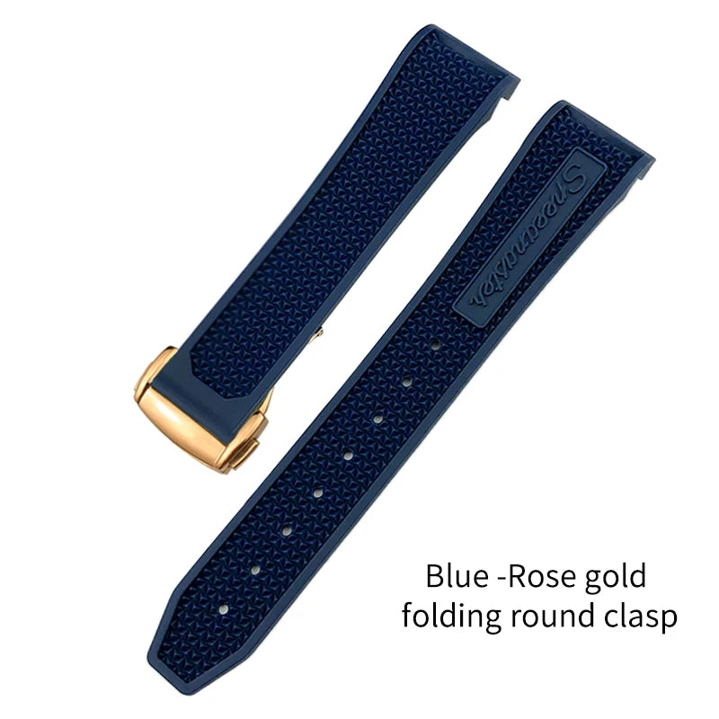 Soft Rubber and Silicone Watch Strap, 19mm 21mm 20mm 18mm, for Omega Speedmaster Seamaster 300 Sport Watch, Black and Blue Bracelets