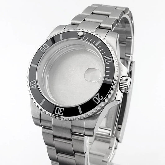    40.5mm sous-montre verre saphir boîtier en métal ajustement NH35/36/38 mouvement ajustement 28.5mm cadran pièces de montre accessoires boîte de montre bande
