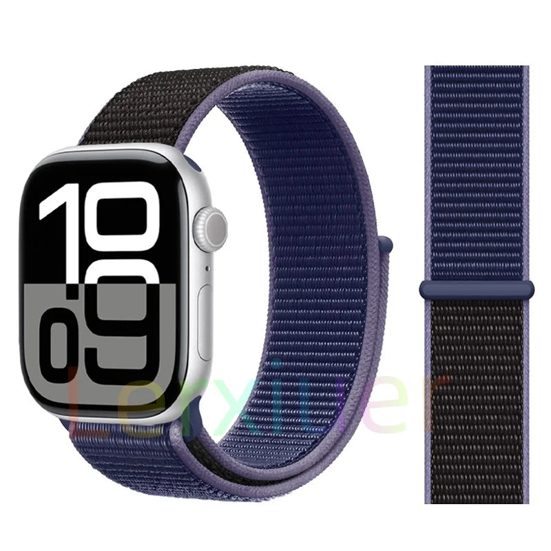 适用于 Apple Watch 46mm 44mm 45mm 40mm 41mm 42mm 的尼龙回环表带，适配 iWatch 系列 11 10 9 SE 8 7 6 5 4 Ultra 3 2 49mm