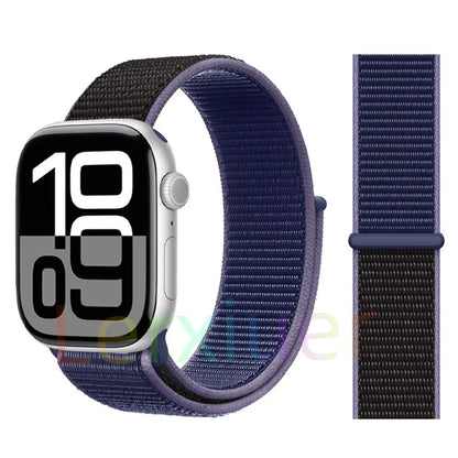 适用于 Apple Watch 46mm 44mm 45mm 40mm 41mm 42mm 的尼龙回环表带，适配 iWatch 系列 11 10 9 SE 8 7 6 5 4 Ultra 3 2 49mm