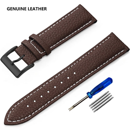 SAMCO Genuine Leather Watch Strap for Men and Women, 12mm, 14mm, 16mm, 18mm, 19mm, 20mm, 21mm, 22/24mm, High Quality Watch Strap, Watch Strap + Tool
