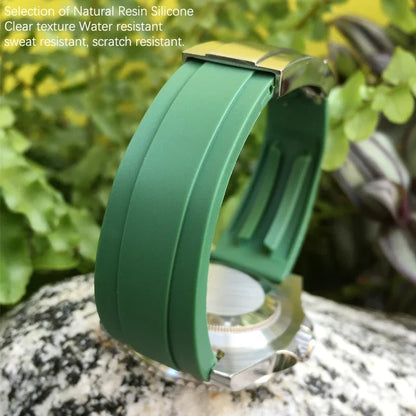 Bracelet de montre en caoutchouc naturel, 18mm, 19mm, 20mm, 21mm, adapté à Rolex Submariner Daytona Yatch Master GMT, bracelet de montre en Silicone