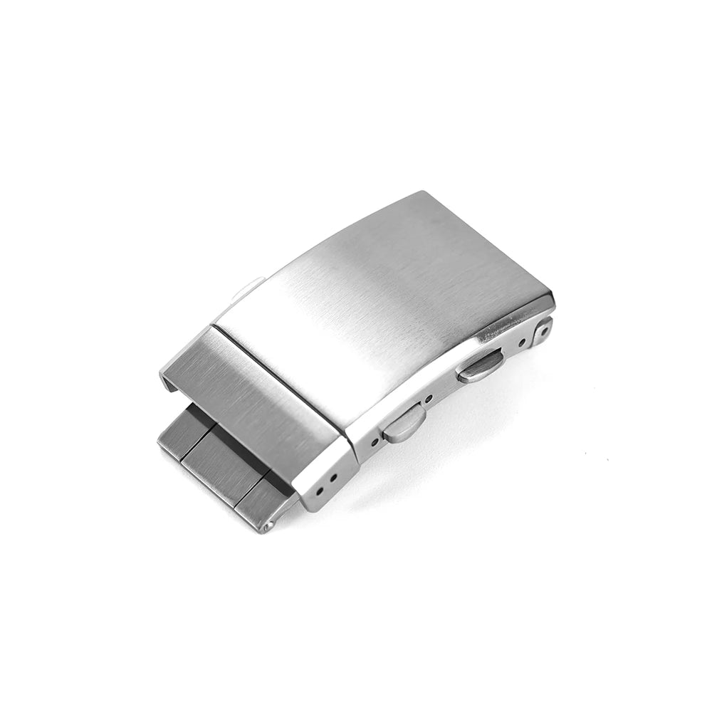 Fermaglio di sicurezza a doppio pulsante argentato, 18 mm 20 mm 22 mm, chiusura per cinturino di orologio in acciaio inossidabile, fibbia per orologio solida pieghevole estesa per Seiko