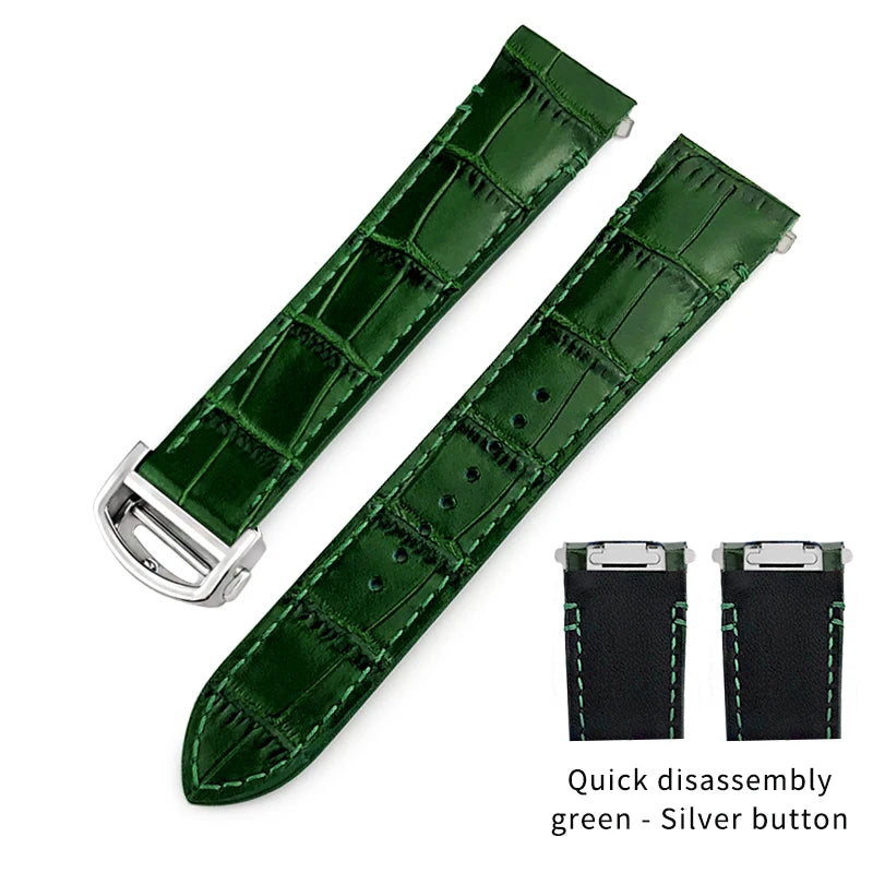 Bracelet en cuir de vache pour montre Cartier Santos WSSA0009 WSSA0018, vert, marron, noir, 21mm, bracelet de montre en cuir à dégagement rapide pour hommes