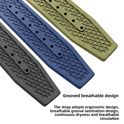 Bracelet en caoutchouc fluoré de haute qualité pour montre Longines Conquest GMT L3.890.4 L3.790.4 L3.830.4 bracelet de montre FKM à extrémité incurvée