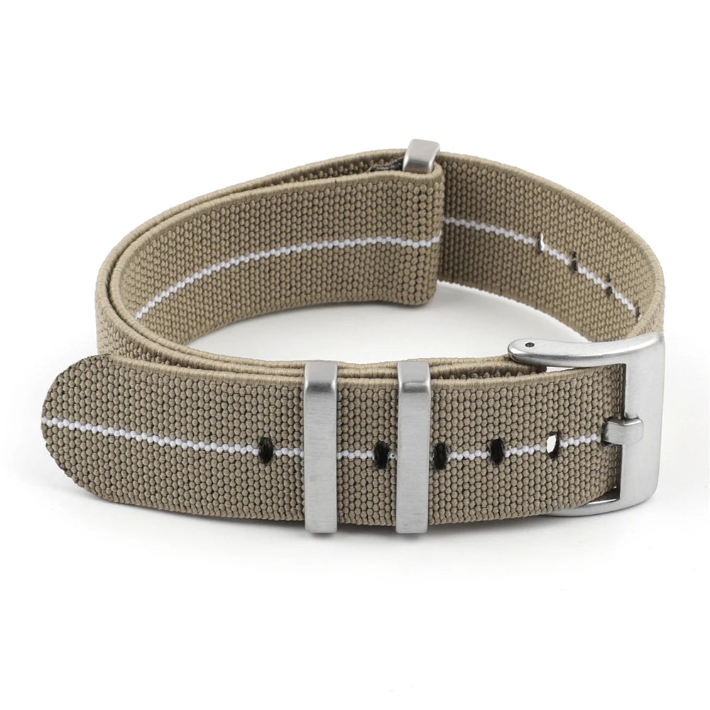 Premium Quality Nylon Watch Strap, 18mm 20mm 22mm, Black, Green, Khaki, Grey, Elastic, Replacement Bracelet for Men