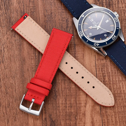 Leather and Nylon Watch Strap for Men and Women, 18mm 20mm 22mm, Quick Release, Universal, Suitable for Traditional Smartwatches