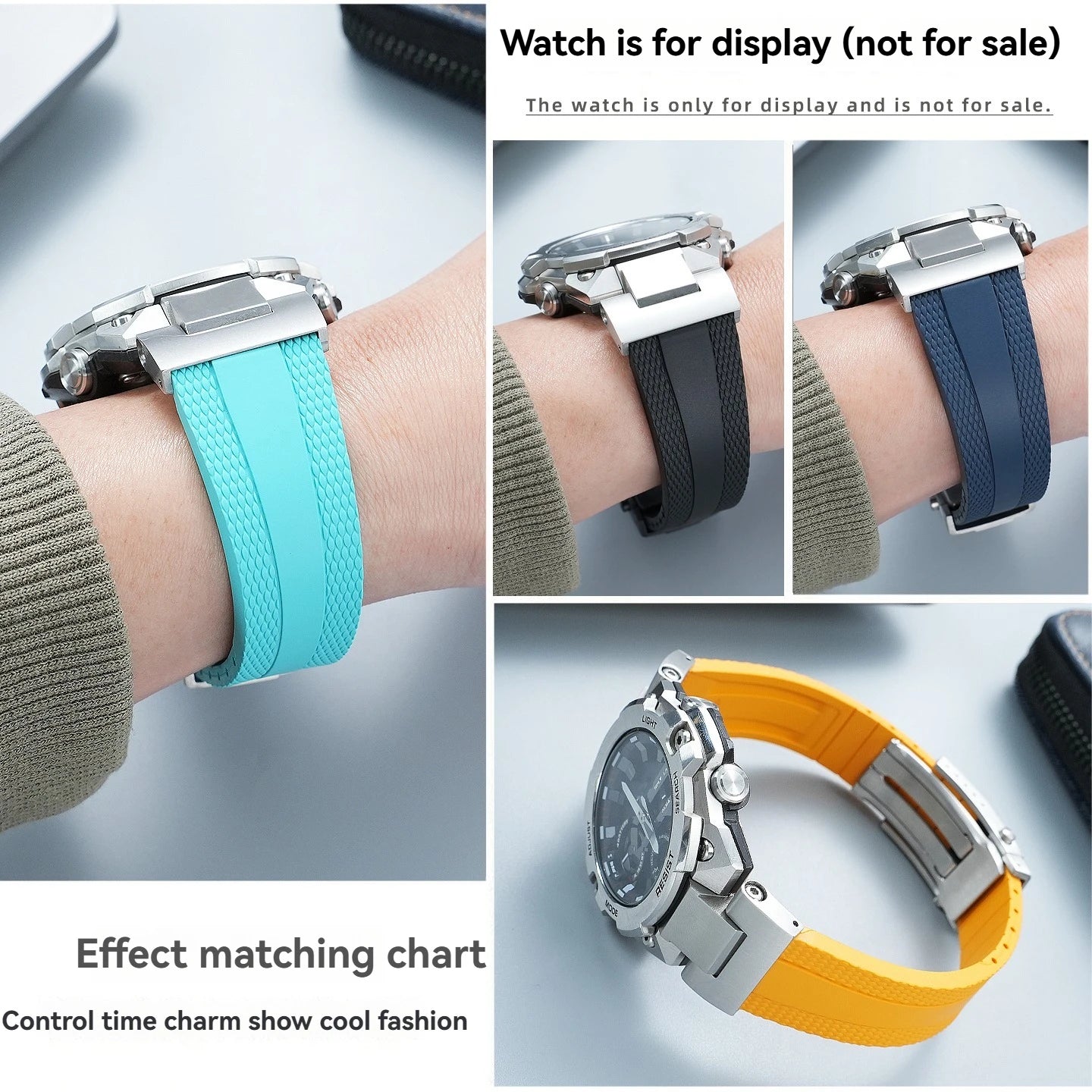 FKM rubber strap for Casio Steel Heart 4th generation 5657 GST-B400, men's quick-release modified fluororubber strap