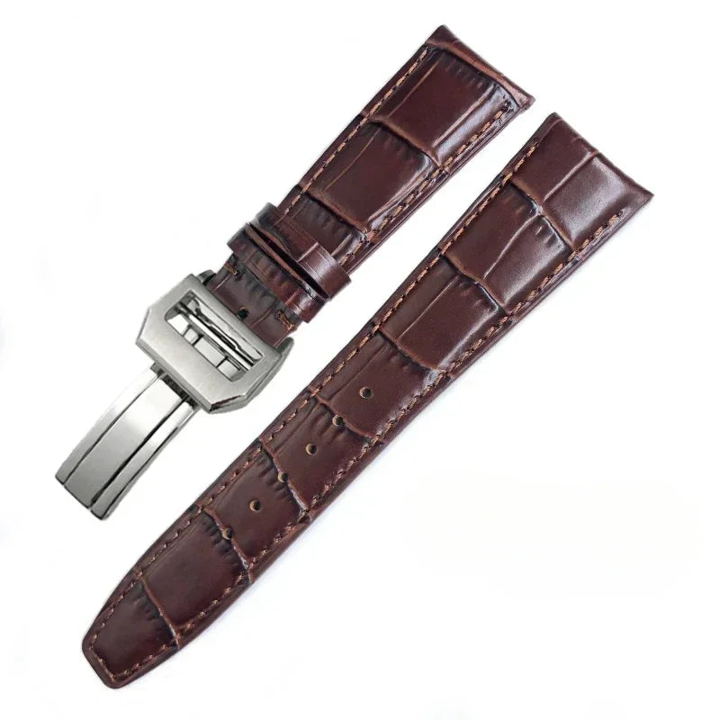 Bracelet de montre en cuir de vache véritable pour hommes, 20mm 21mm 22mm, pour IWC Portugieser Pilot montres Portofino marron noir bleu