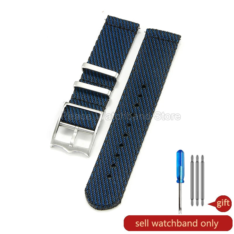Bracelet en Nylon kaki bleu rouge 20 22mm, pour Tudor Black Bay Longines Seiko Citizen MIDO, résistant aux rides, facile à nettoyer