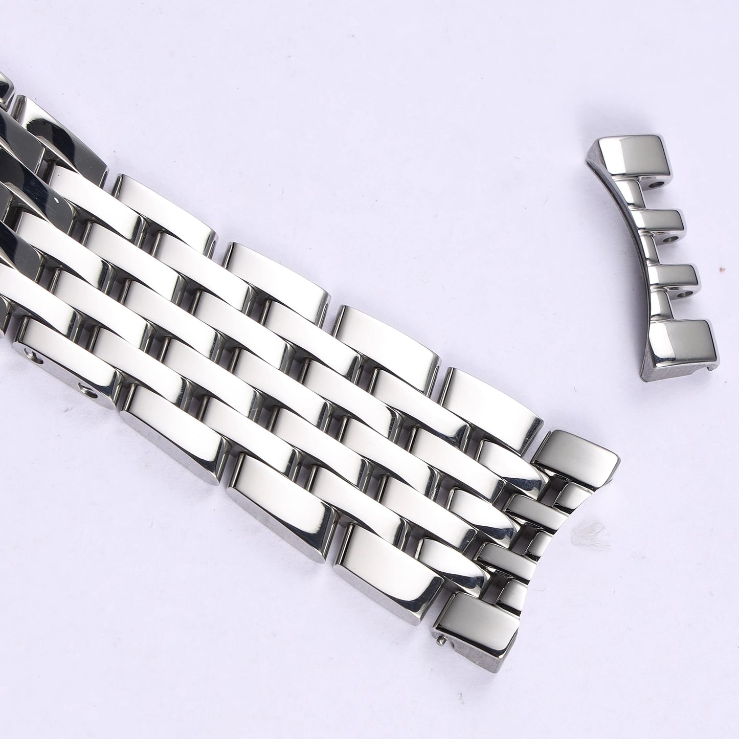 Per Breitling, maglie terminali curve nuove, a 7 perle, 24 mm, bracciale in acciaio inossidabile massiccio lucidato color argento, cinturino Navitimer