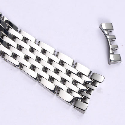 Per Breitling, maglie terminali curve nuove, a 7 perle, 24 mm, bracciale in acciaio inossidabile massiccio lucidato color argento, cinturino Navitimer