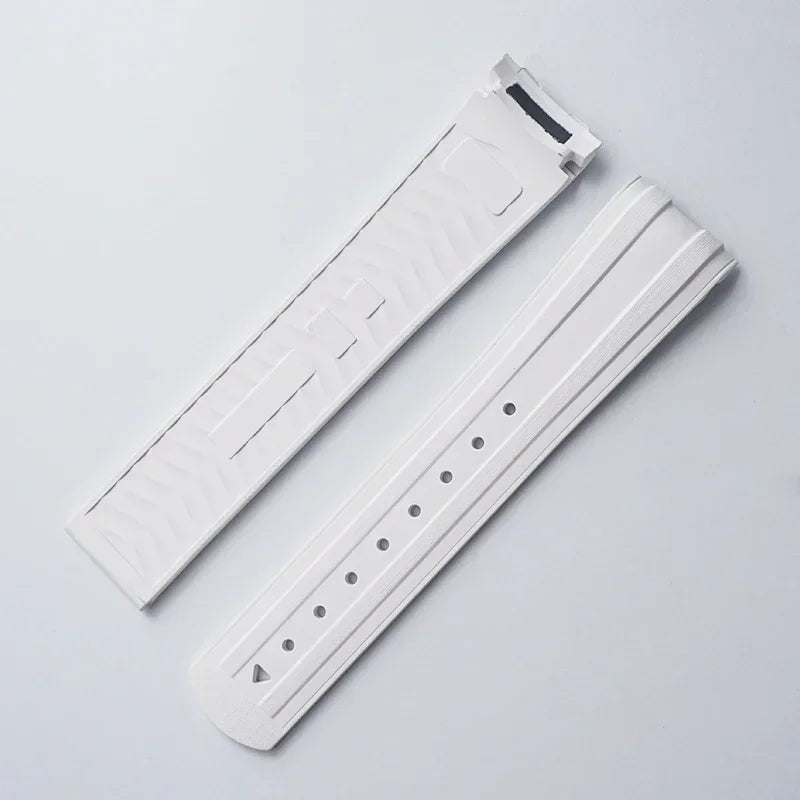 Cinturino per orologio in gomma fluorocarbonica, fibbia pieghevole da 20 mm, estremità curva per Omega X, Swatch Seamaster 300, Speedmaster, accessori FKM