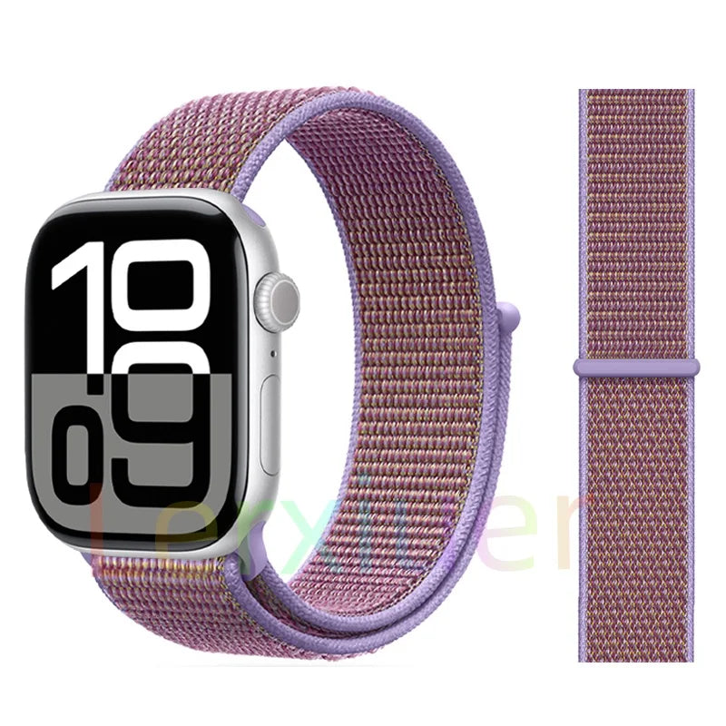 适用于 Apple Watch 46mm 44mm 45mm 40mm 41mm 42mm 的尼龙回环表带，适配 iWatch 系列 11 10 9 SE 8 7 6 5 4 Ultra 3 2 49mm