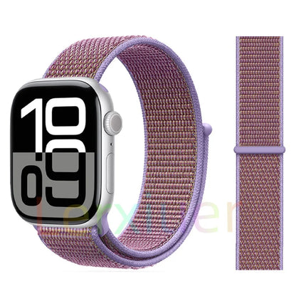 适用于 Apple Watch 46mm 44mm 45mm 40mm 41mm 42mm 的尼龙回环表带，适配 iWatch 系列 11 10 9 SE 8 7 6 5 4 Ultra 3 2 49mm