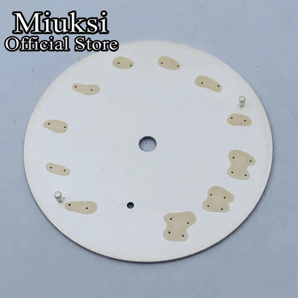Miuksi 37mm Black White Blue Luminous Watch Dial Fit ETA 6498 ST3620 Series Movement