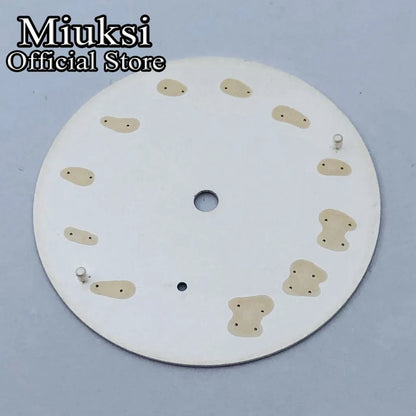 Miuksi 37mm Black White Blue Luminous Watch Dial Fit ETA 6498 ST3620 Series Movement