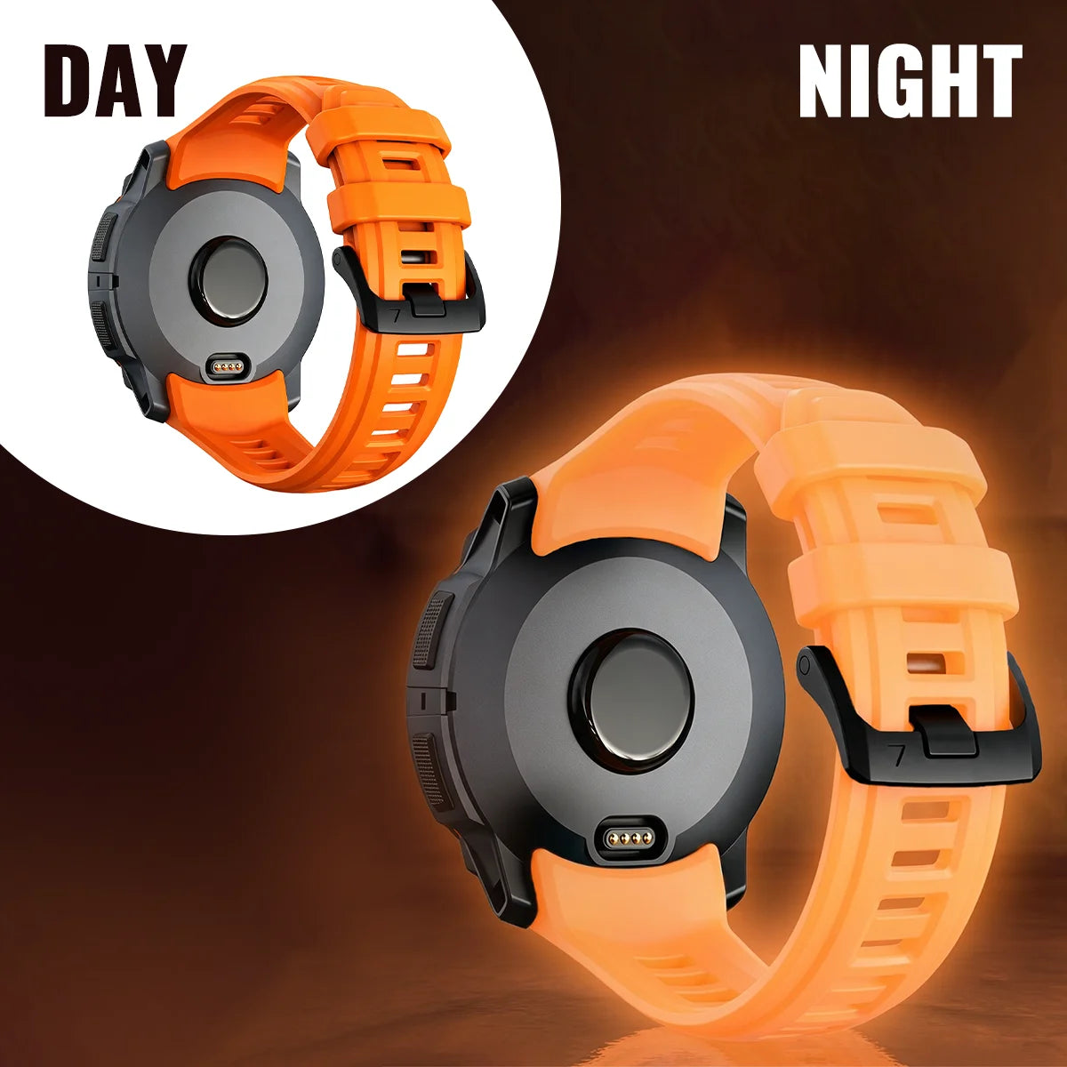 Cinturino per orologio in silicone luminoso, 22mm 26mm, per Garmin Instinct 3 (50/45mm)/Fenix 8Pro (47/51mm)/7/7X/6/6X/Tactix8/Forerunner970