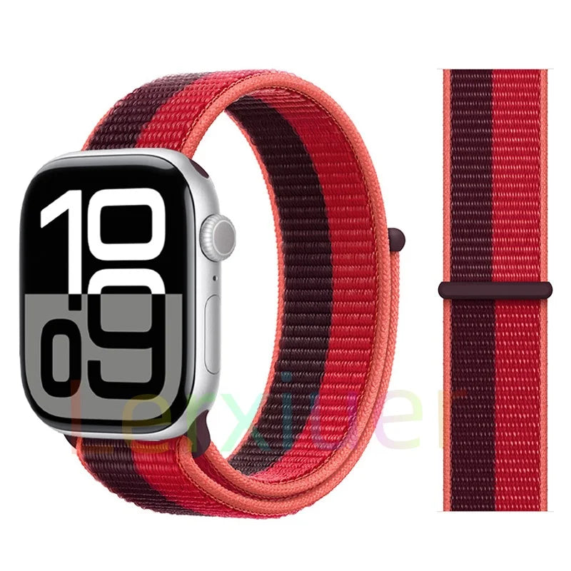 适用于 Apple Watch 46mm 44mm 45mm 40mm 41mm 42mm 的尼龙回环表带，适配 iWatch 系列 11 10 9 SE 8 7 6 5 4 Ultra 3 2 49mm