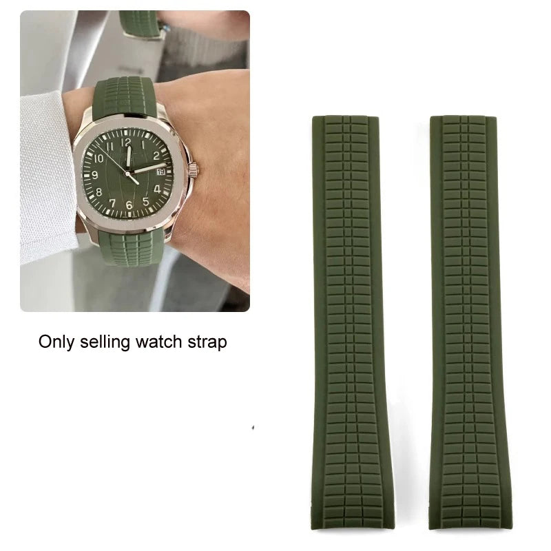 Bracelet de montre 21mm pour Patek - Caoutchouc Premium - Boucle Déployante