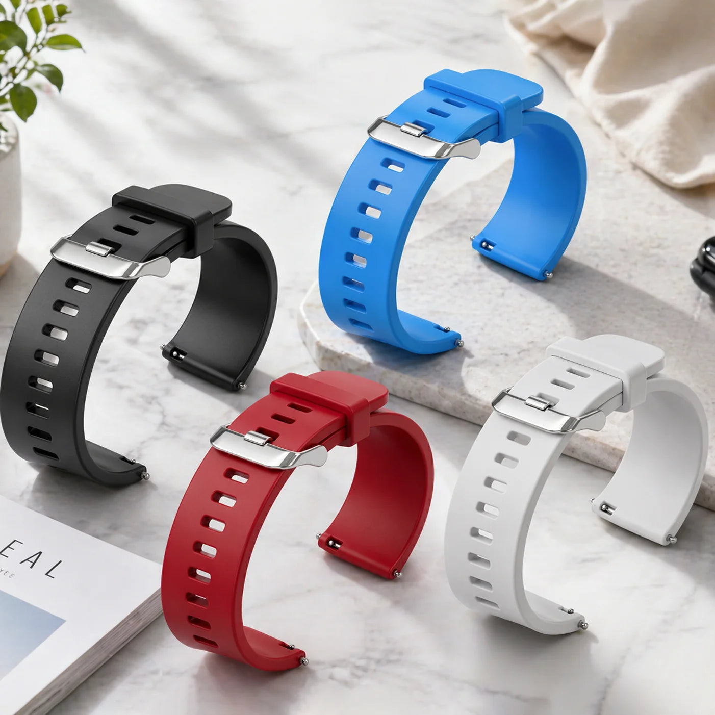 HENGRC 5 couleurs bracelet de montre en caoutchouc de Silicone 18mm 20mm 22mm femmes hommes bracelet de montre bracelet étanche montre de sport ceinture boucle polie