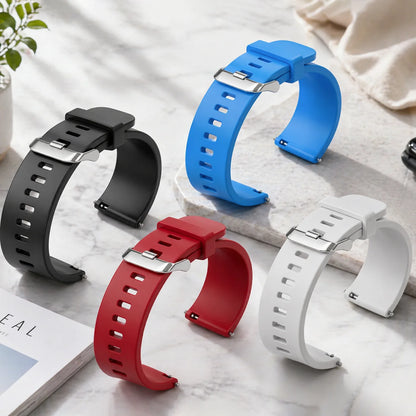 HENGRC 5 couleurs bracelet de montre en caoutchouc de Silicone 18mm 20mm 22mm femmes hommes bracelet de montre bracelet étanche montre de sport ceinture boucle polie