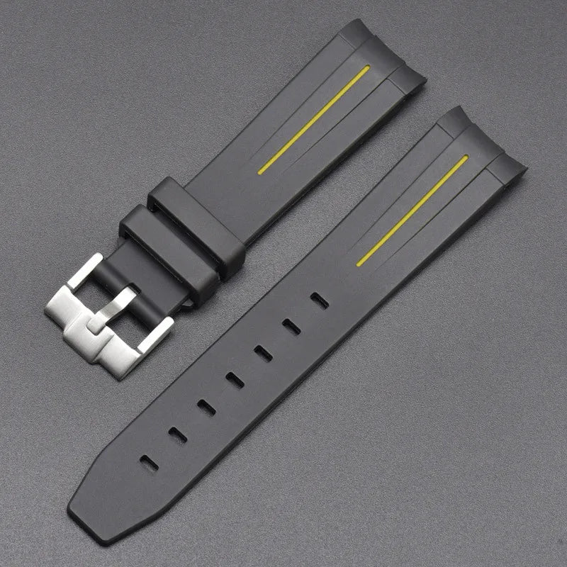 Curved End Rubber Strap for MoonSwatch, 20mm, for Men and Women, Waterproof Sport Watch Band