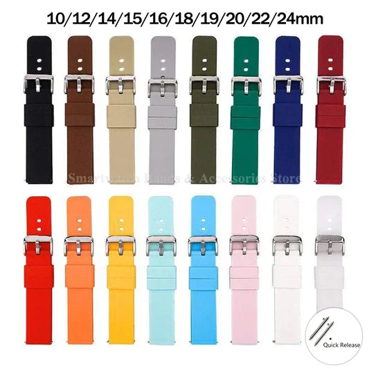 Cinturino per orologio in silicone 10mm 12mm 14mm 15mm 16mm 18mm 20mm 21mm 22mm 24mm Cinturino a sgancio rapido per uomo donna Cinturino universale