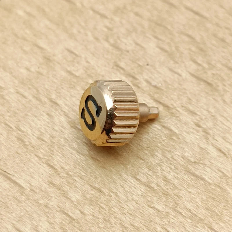 Screw-on case replacement crown, high-quality engraved and signed 'S', fits NH/35 and NH/36 movements, 3 styles with crown tube stem