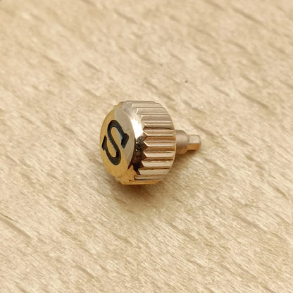 Screw-on case replacement crown, high-quality engraved and signed 'S', fits NH/35 and NH/36 movements, 3 styles with crown tube stem