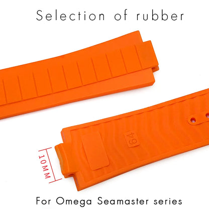 Bracelet de montre en caoutchouc et Silicone convexe, 10x21mm, pour Omega Seamaster Planet Ocean 600M, série 217.30.42 217.32.42, bracelet de montre étanche