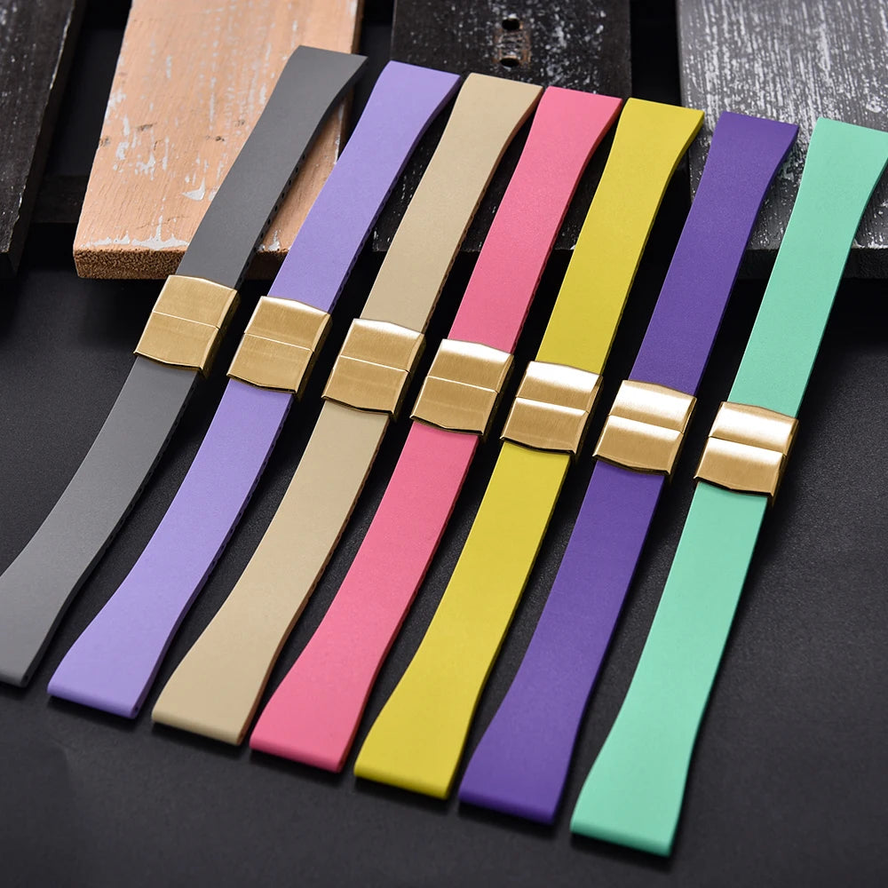 Nouveau bracelet de montre CTS FKM boucle en or papillon à dégagement rapide 16mm 18mm 19mm 20mm 21mm 22mm bracelets de montre en caoutchouc CTS pour couper à la taille