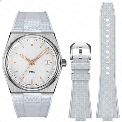 Pour Tissot PRX T137.407/T137.410 Bracelet en Silicone à dégagement rapide Super Player 40mm hommes Bracelet de montre en caoutchouc convexe 12mm
