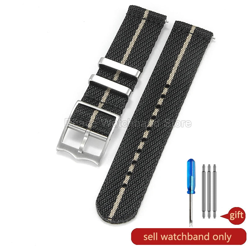 Bracelet en Nylon kaki bleu rouge 20 22mm, pour Tudor Black Bay Longines Seiko Citizen MIDO, résistant aux rides, facile à nettoyer