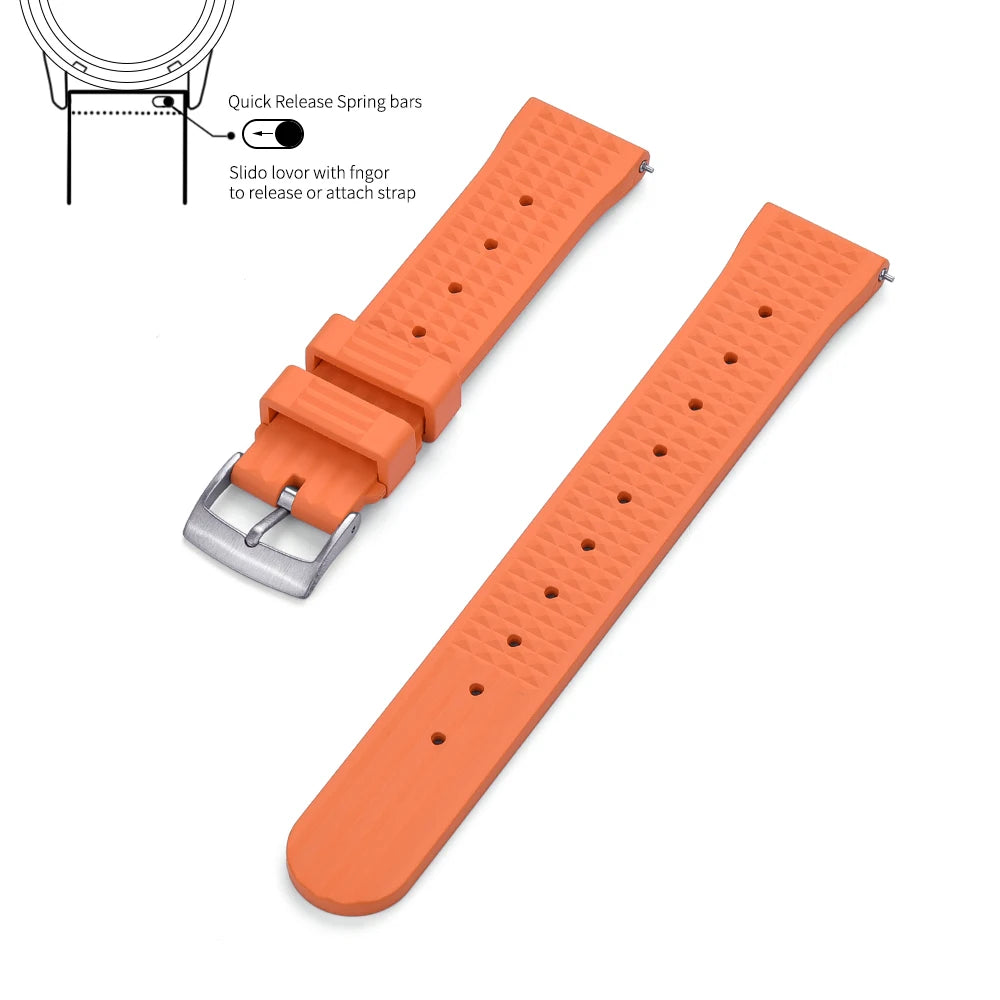 JUELONG – bracelets de montre en caoutchouc gaufré FKM, à dégagement rapide, étanche, Durable, en caoutchouc fluoré, 20mm 22mm, pour montre de plongée traditionnelle