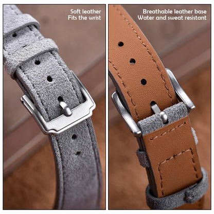 Bracelet en cuir suédé souple 18/19/20/22mm, gris, Vintage, à dégagement rapide, pour Omega Seiko Huawei, ceinture universelle