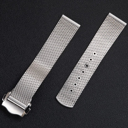 Cinturino universale in acciaio inossidabile con fibbia in acciaio, 20 mm, per bracciale Omega Seamaster Diver 300, cinturino a maglia milanese, Tudor Breitling