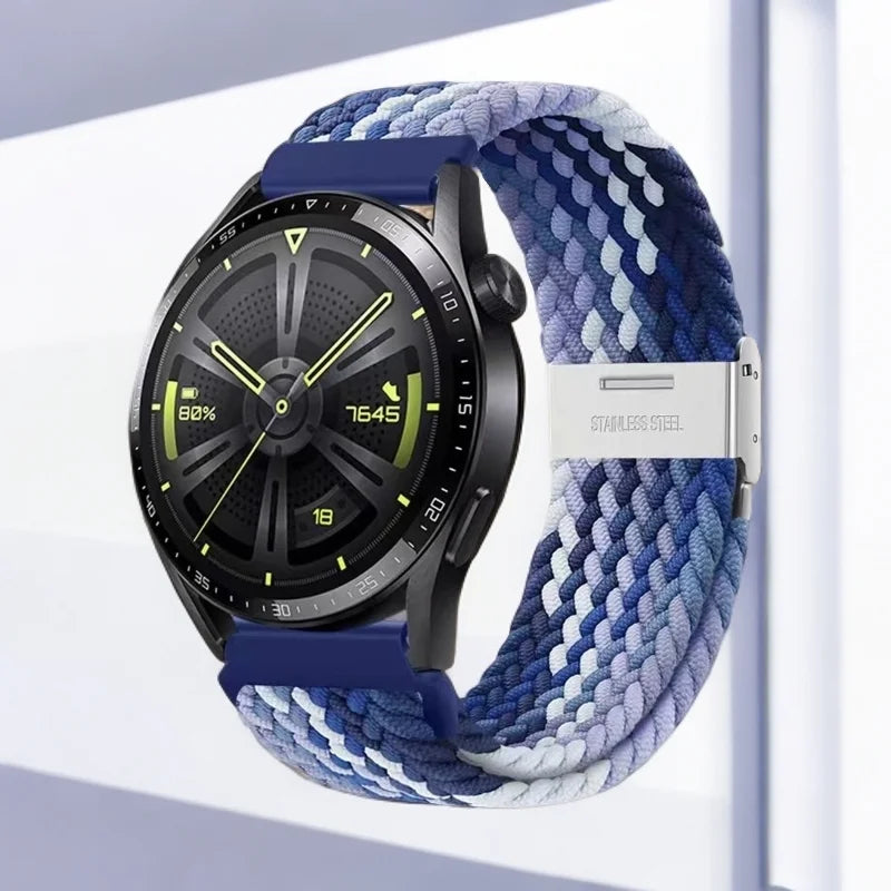 Boucle tressée universelle 18/20/22mm pour Samsung Watch 7 6 5 4 3/Amazfit GTS4 3 2/Huawei Watch GT6 5 4 3 2/Garmin Vivoactive 5