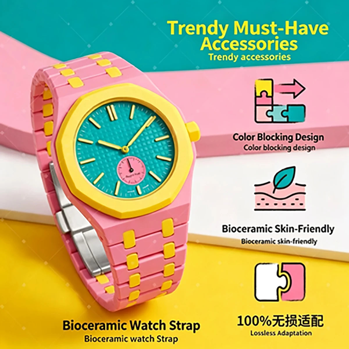 Kit di modifica in ceramica per orologio da tasca Swatch X AP Royal Pop, convertibile in orologio da polso con cinturino in silicone Correa