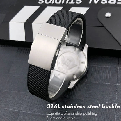 Bracelet de montre en caoutchouc et Silicone, 21mm 20mm 19mm, pour Longines Conquest HydroConquest L3, boucle pliante, noir, étanche
