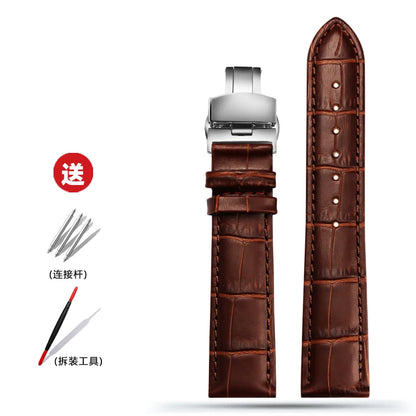 Blue Leather Bracelet for Men and Women, 12mm, 14mm, 16mm, 18mm, 20mm, 22mm for Tissot Longines, Omega Seamaster, Blue, Black, Brown