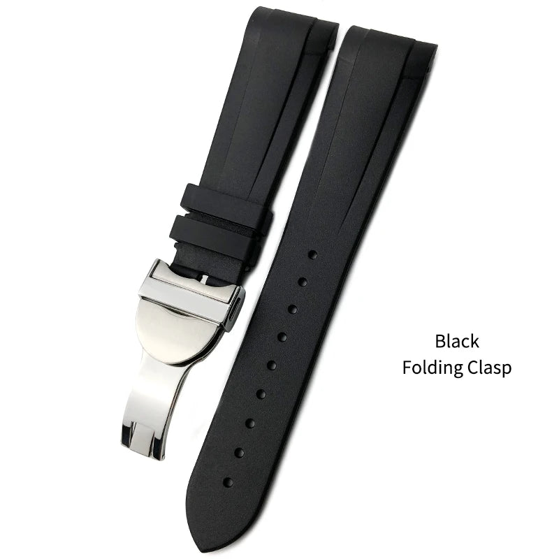 Bracelet de montre en caoutchouc naturel Silione, 22mm 20mm, pour Tudor Black Bay GMT 1958, extrémité incurvée, boucle pliante, vert, bleu, rouge