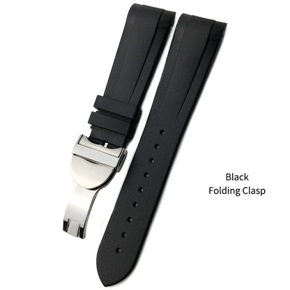 Bracelet de montre en caoutchouc naturel Silione, 22mm 20mm, pour Tudor Black Bay GMT 1958, extrémité incurvée, boucle pliante, vert, bleu, rouge