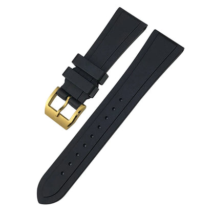 Cinturino per orologio flessibile in gomma fluorurata FKM, 20mm 22mm, estremità curva, per Tudor Black Bay 1958, cinturino nero, fibbia deployante