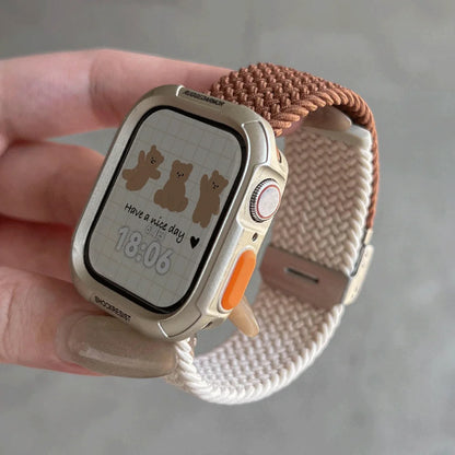 Étui à bonbons + bracelet pour Apple Watch Series 11 10 9 8 7 45mm 41 Band SE 6 5 4 44 40mm, bracelet en nylon pour iwatch Ultra 49mm