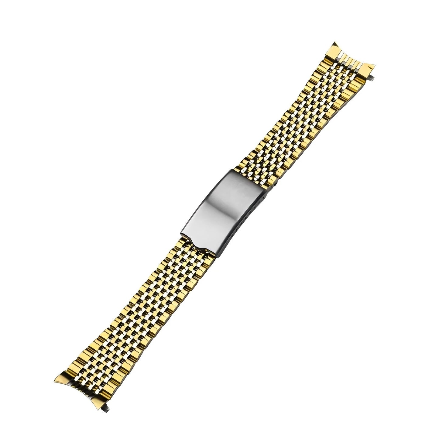 Cinturino per orologio in acciaio inossidabile massiccio con anse curve da 18/19/20 mm per Omega Seamaster De Ville, bracciale vintage retrò a maglie