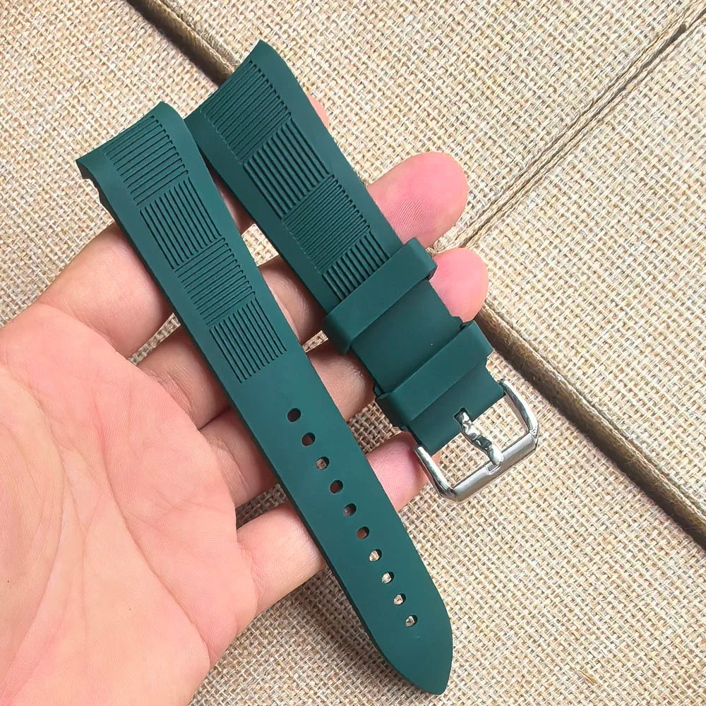 Bracelet de montre 20mm 22mm à extrémité incurvée, adapté aux montres à quartz Omega Rolex pour hommes, accessoires, bracelet en caoutchouc FKM, fluoroélastomère, multicolore, tendance