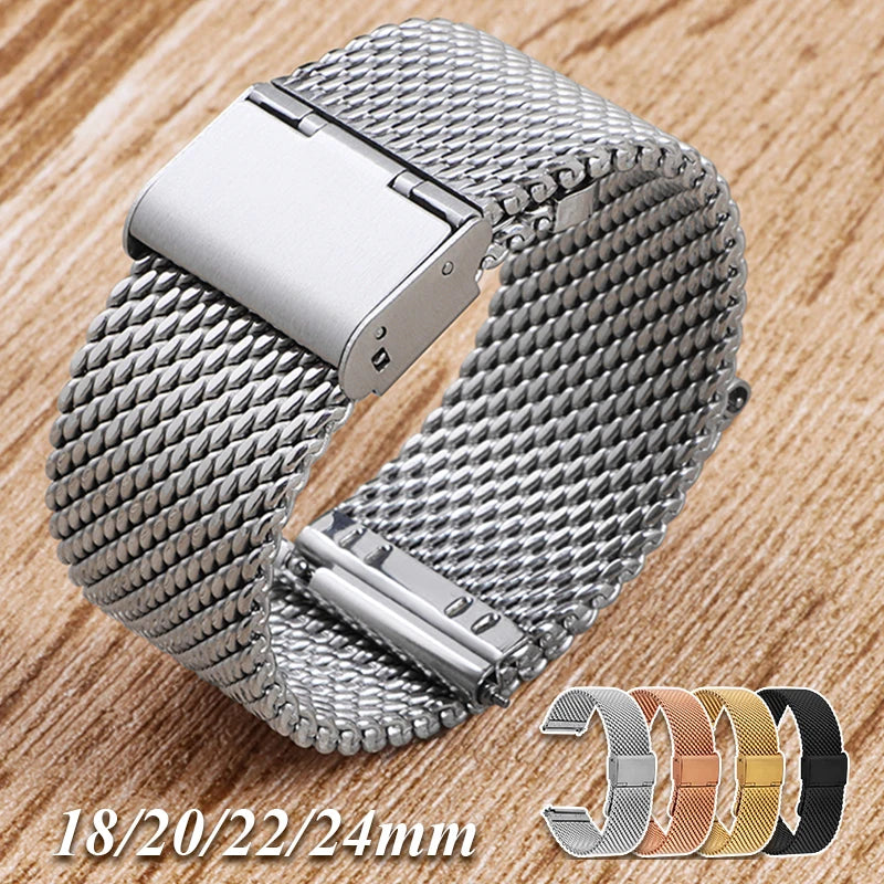Universal Milanese watch strap for DW watches, 18mm, 20mm, 22mm, 24mm, silver, gold, metal, stainless steel, quick fit, replacement strap